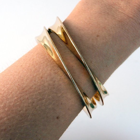 Georg Jensen style mobius bangles, gold tone - Picture 4 of 5